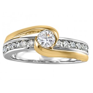 Ladies' ring two tone gold, Canadian diamonds HI